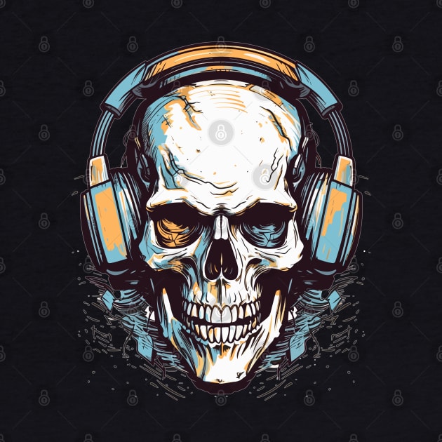 Skull with headphones by RosaliArt